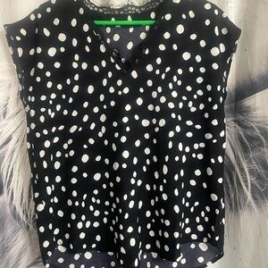 Black and White Polka Dot Women's Top